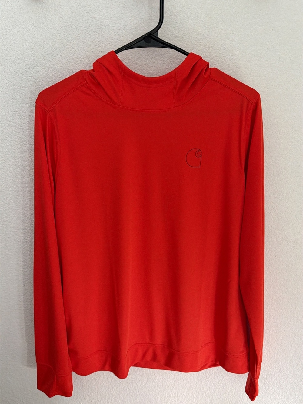 Carhartt Youth Red Orange Hooded Performance Long Sleeve Pullover - Large 12-14